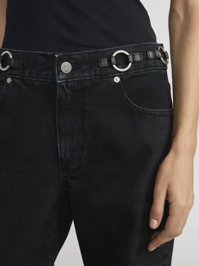 Frame Belt-tethered Jeans In Black