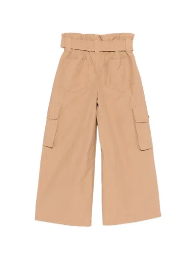 Balmain Flap-pocket Belted Trousers In Brown