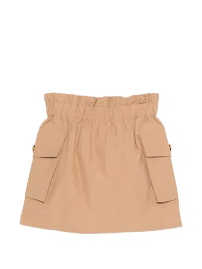 Balmain Flap-pocket Mini Skirt In Brown