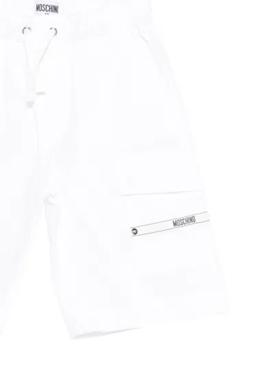 Moschino Drawstring Cargo Shorts In White
