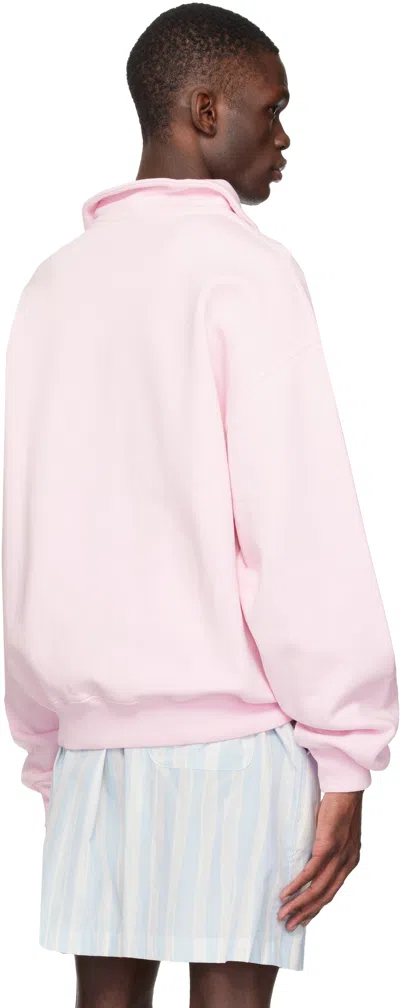 Jacquemus Zip Stand-collar Sweatshirt In Pink