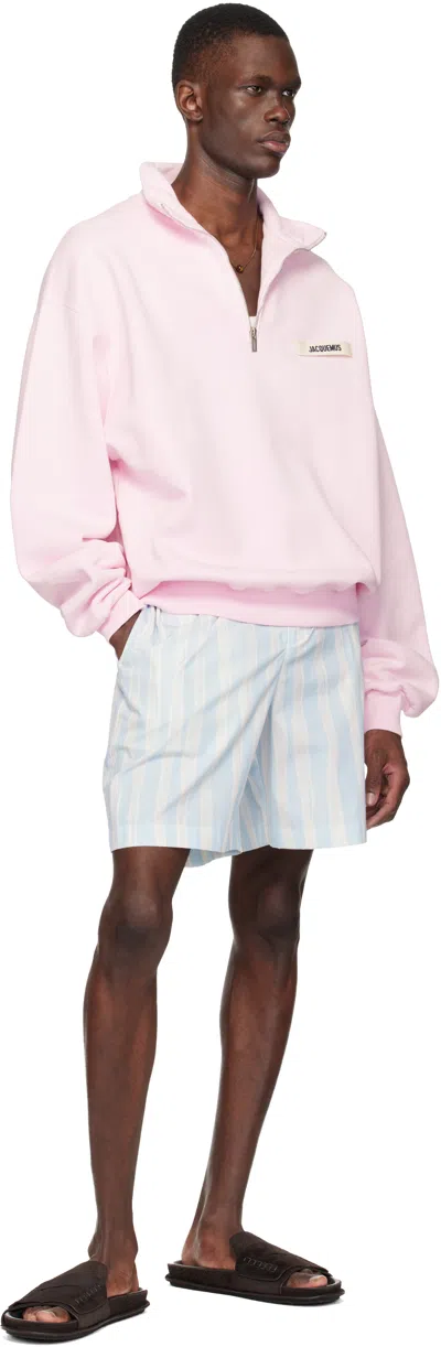 Jacquemus Zip Stand-collar Sweatshirt In Pink