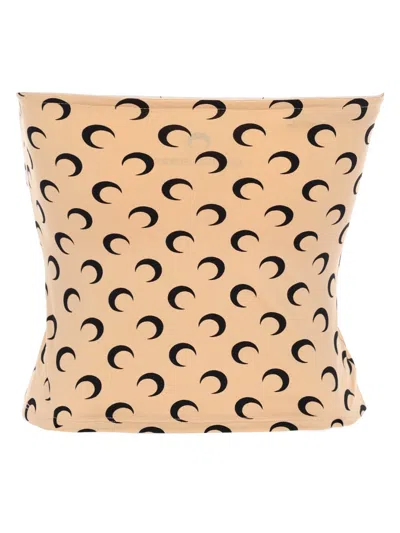 Marine Serre Beige Recycled Moon Jersey Second Skin Tube Top In Multi