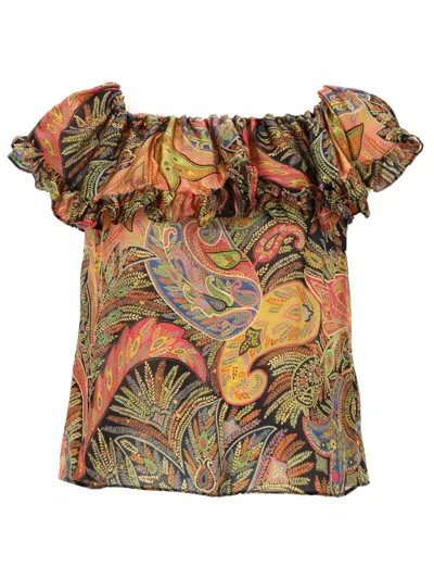 Etro Top With Print In Brown
