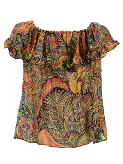 Etro Top With Print In Brown