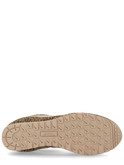 Autry Brushed Suede And Leather Sneakers With Jacquard Logo In Multi