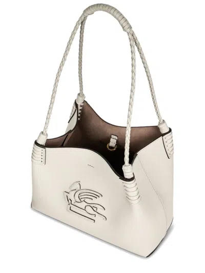 Etro Braided Handle Structured Shoulder Bag In White