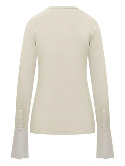 Darkpark Nora Jumper With Buttoned Shirt Cuffs In White
