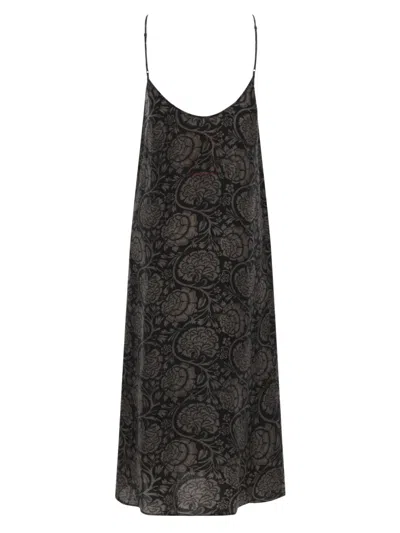 Uma Wang Long Dress Anaya Maxi Spaghetti Straps Floral In Black