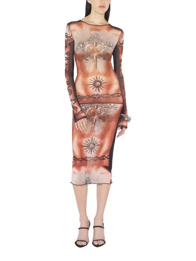 Jean Paul Gaultier Women S Re-edition Safe Sex Tattoo Long Skirt Black In Multi