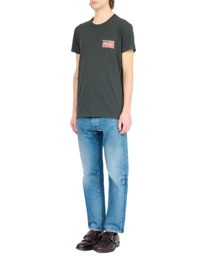 Maison Margiela Faded Black Ring-spun Cotton Jersey T-shirt With Distinctive Stitch Detail
