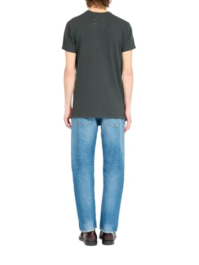 Maison Margiela Faded Black Ring-spun Cotton Jersey T-shirt With Distinctive Stitch Detail