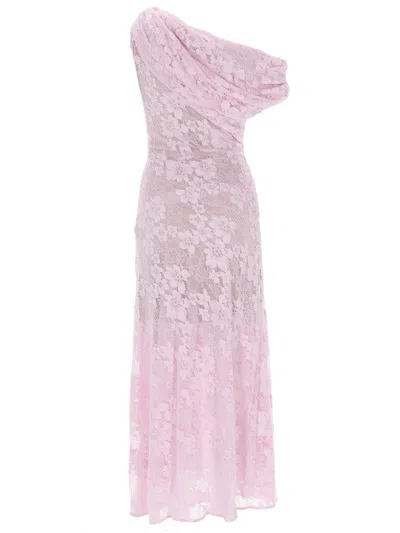 Self-portrait Womens Self Portrait Rhinestone One-shoulder Stretch-woven Midi Dress In Pink