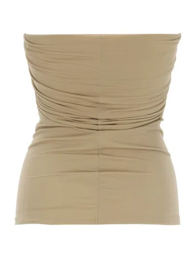 Rick Owens Beige Solid Strapless Top In Neutral