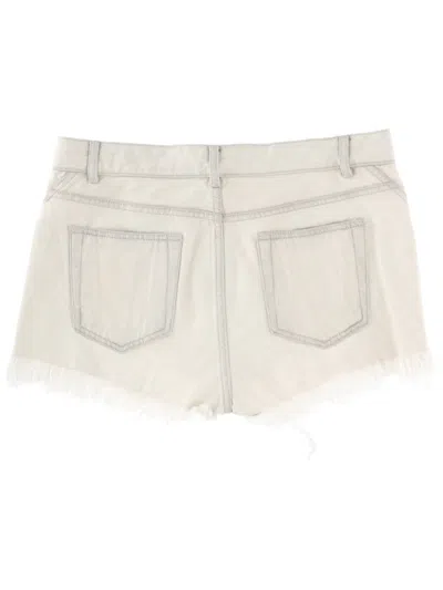 Rick Owens Denim Shorts With Bias Cutoffs In White