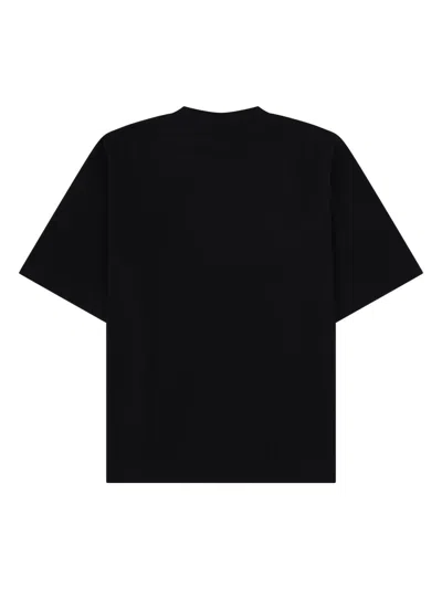 Off-white Black Oversized T-shirt With Contrasting Logo Lettering Print In Cotton Man