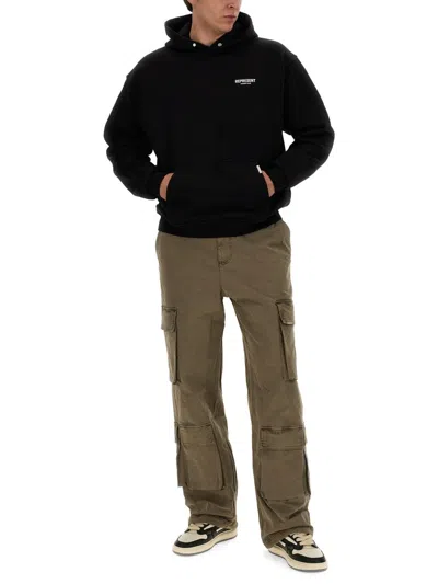 Represent Black Hoodie With Logo Lettering Detail On The Front And Maxi Logo Print On The Rear In Cotton Man In Black