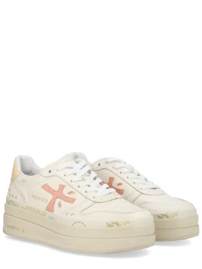 Premiata Micol 8196 Double Layer Platform Trainers In White