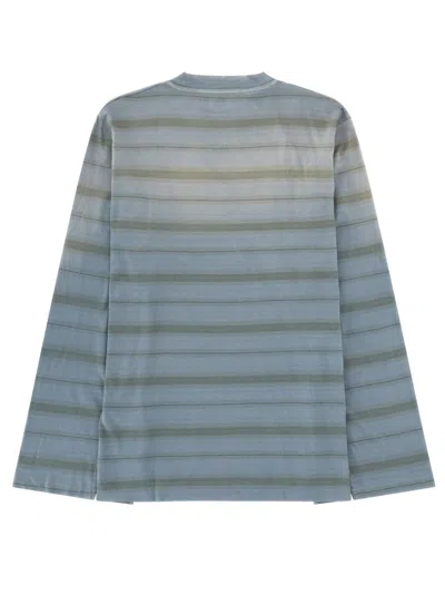 Our Legacy Mens Spray Fade Ghost Stripe Striped Boxy-fit Long-sleeve Cotton-shirt In Blue