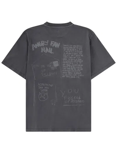 Our Legacy Men S Box T-shirt Angry Fan Mail Print In Gray