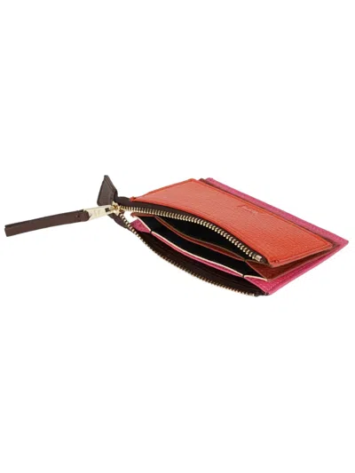 Paul Smith Concertina Leather Layered Card Holder In Orange