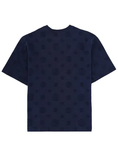 Casablanca Crew Neck T Shirt Embossed Pattern In Blue