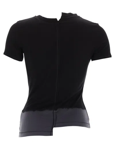 Y-3 Asymmetric Hem Short Sleeve Round Neck Top In Black