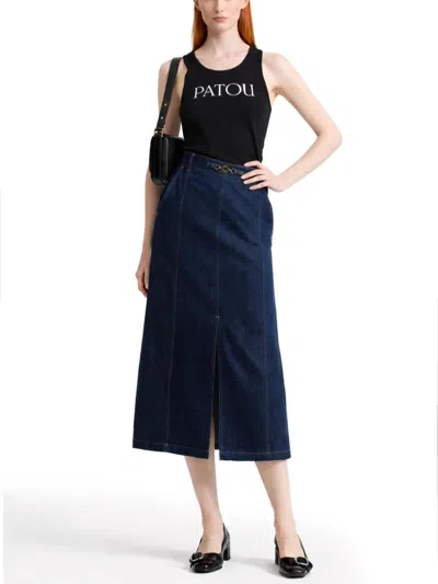 Patou Modern Sleeveless Scoop Neck Tank Top In Black