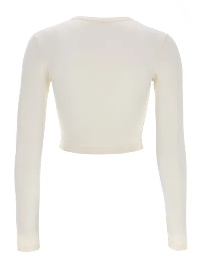 Jil Sander Fitted Cropped Polyamide-blend Long Sleeve Top In White