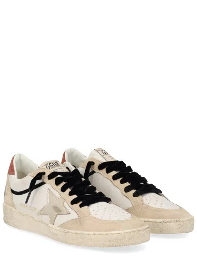 Golden Goose Ball Star Leather Upper Suede Toe And Spur Laminated Star Waxed Suede Heel Sneakers White