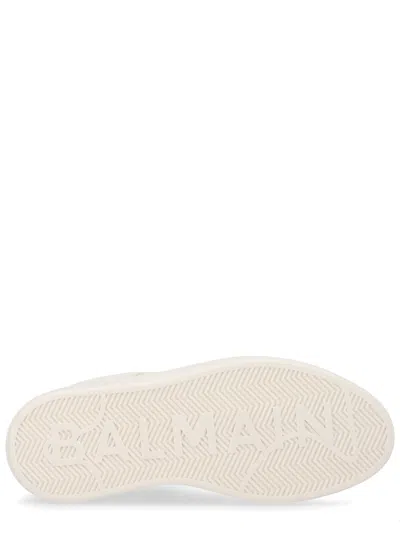 Balmain Logo-embossed Leather Sneakers In Neutral