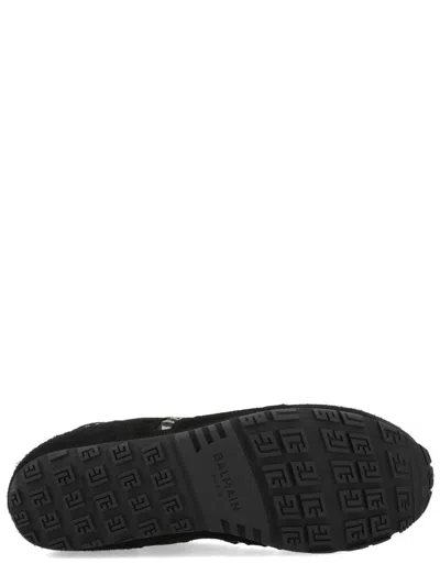 Balmain Racer 45 Monogram Jacquard Lace Up Sneakers In Black