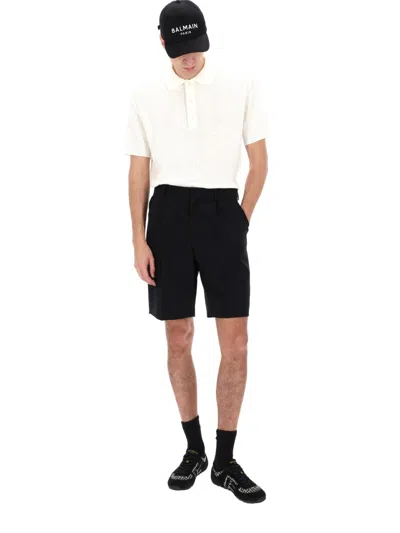 Balmain Black Solid Shorts In Black