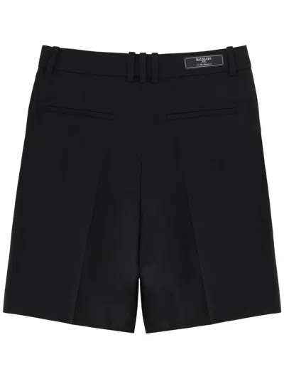 Balmain Black Solid Shorts In Black