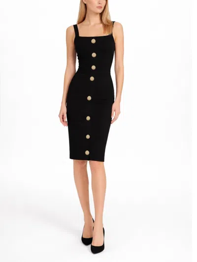 Balmain Knitted Vichy A-line Skirt With Jewel Buttons In Black
