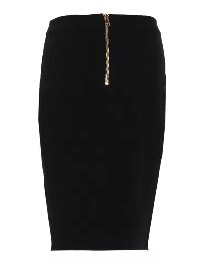 Balmain Knitted Vichy A-line Skirt With Jewel Buttons In Black