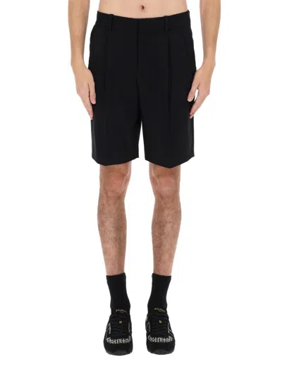 Balmain Black Solid Shorts In Black
