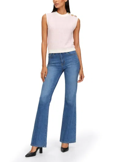 Balmain Knit Top Button Detail Sleeveless Round Neck In Pink