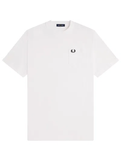 Fred Perry Ringer Wreath-embroidered T-shirt In White