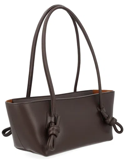 Hereu Rectangular Shoulder Bag Knotted Handles In Brown