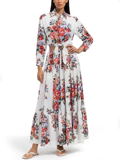 Dolce & Gabbana Cotton Shirt With A Bouquet Of Flowers Print Shirts White In Black
