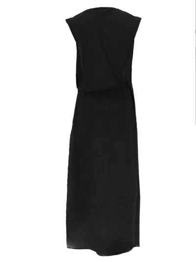 Jacquemus Drap Cotton-blend Poplin Midi Dress In Black