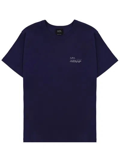 A.p.c. A. P.c. Crew-neck Logo-print T-shirt In Blue