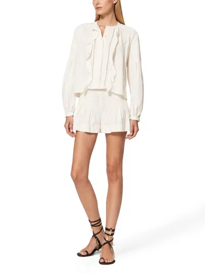 Isabel Marant Cubraly Lace-trimmed Ruffled Pintucked Cotton-poplin Blouse In White