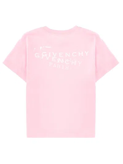 Givenchy Crew Neck Short Sleeve Straight Hem Top In Pink