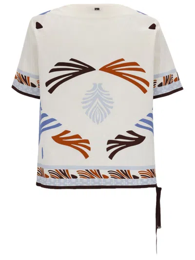 Herno Graphic Print T Shirt Round Neck Tie In White
