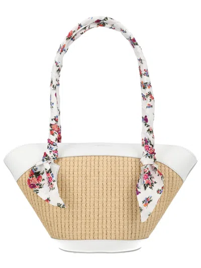 Dolce & Gabbana Borsa A Spalla Coffa Capri In Rafia Con Stampa Floreale Dolce E Gabbana In Multi