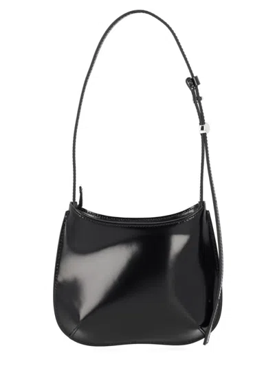 Jacquemus Le Petit Bisou Leather Shoulder Bag Adjustable Strap In Black