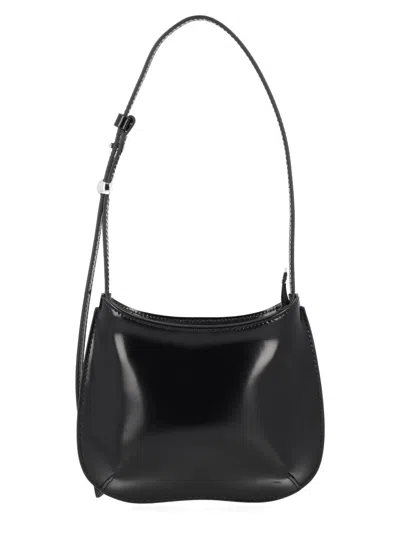 Jacquemus Le Petit Bisou Leather Shoulder Bag Adjustable Strap In Black