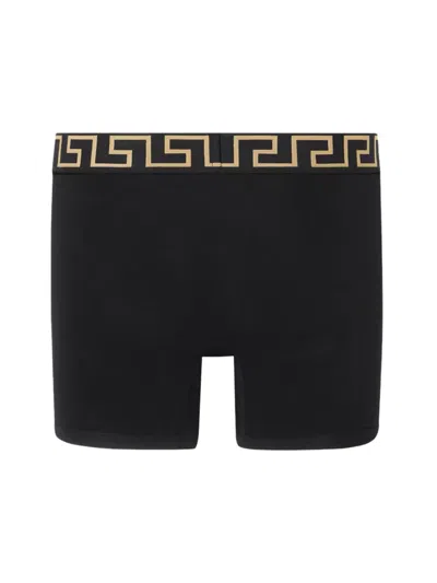 Versace Greek Key Jersey Boxer Briefs In Black